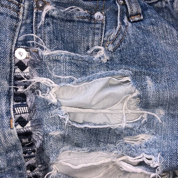 American Eagle Jean Shorts Womens 2 Vintage High-Rise Festival Button Fly Blue - Picture 3 of 9